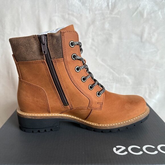 NIB! Ecco Elaina Lace Hydromax Ankle Boot 202123 Womens Size 5-5.5 Cognac/Brown - Picture 9 of 12